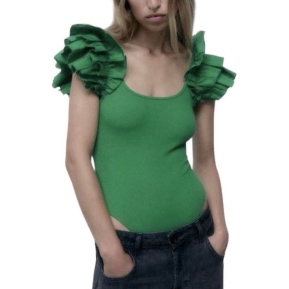 Zara Women's Green Bodysuit Size S
